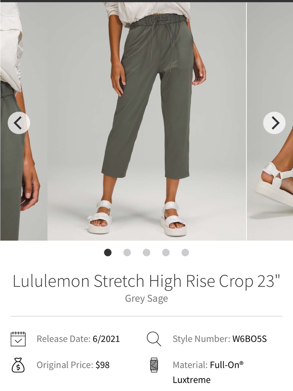 Stretch High Rise Crop 23" (4, Grey Sage)